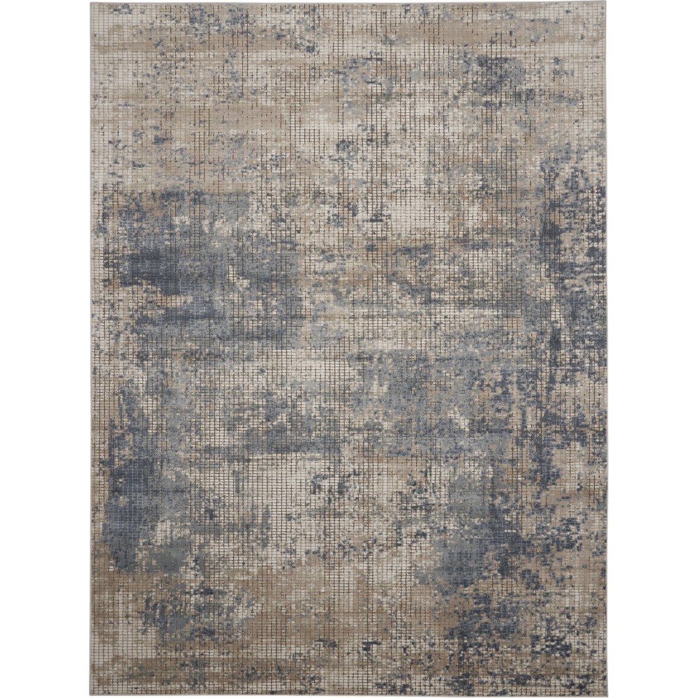 Nourison Quarry QUA02 Area Rug, Blue/Beige, 7'10" x 9'10"