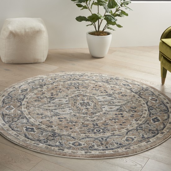 Nourison Quarry QUA05 Area Rug, Beige/Grey, 4' x Round