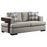 ACME Niamey Loveseat w/2 Pillows, Fabric & Walnut