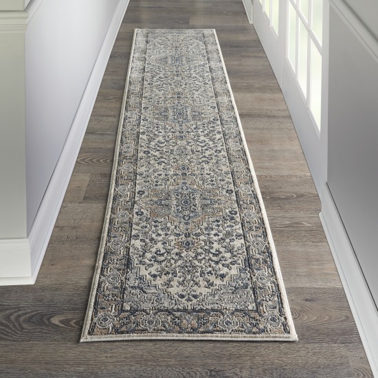 Nourison Quarry QUA05 Runner Rug, Ivory/Grey, 2'2" x 10'