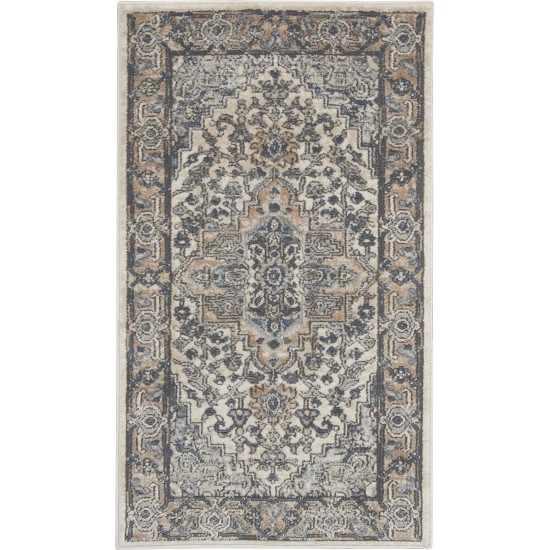 Nourison Quarry QUA05 Area Rug, Ivory/Grey, 2'2" x 3'9"