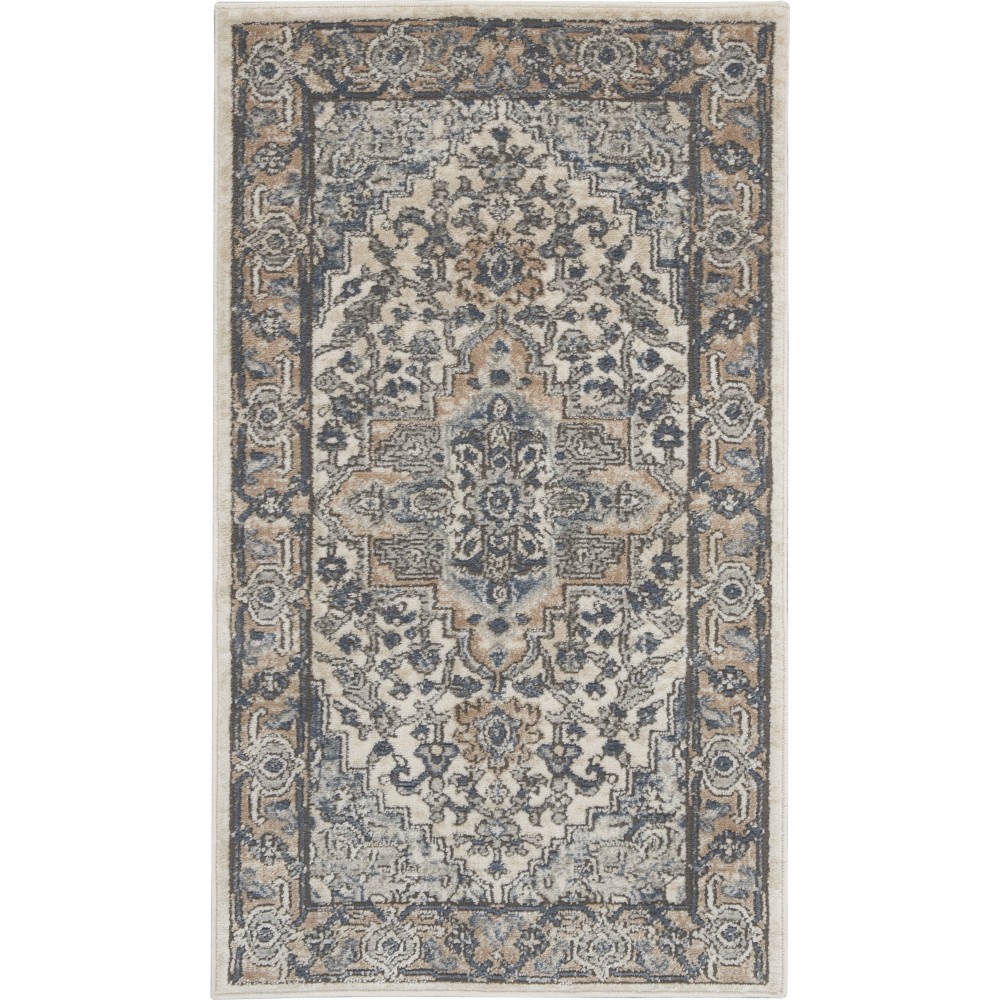 Nourison Quarry QUA05 Area Rug, Ivory/Grey, 2'2" x 3'9"