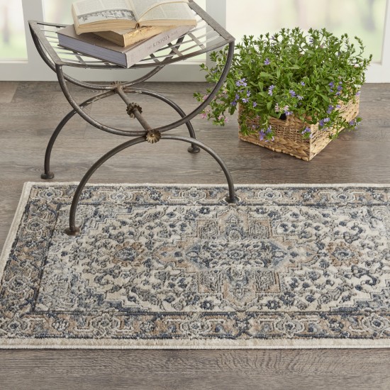 Nourison Quarry QUA05 Area Rug, Ivory/Grey, 2'2" x 3'9"