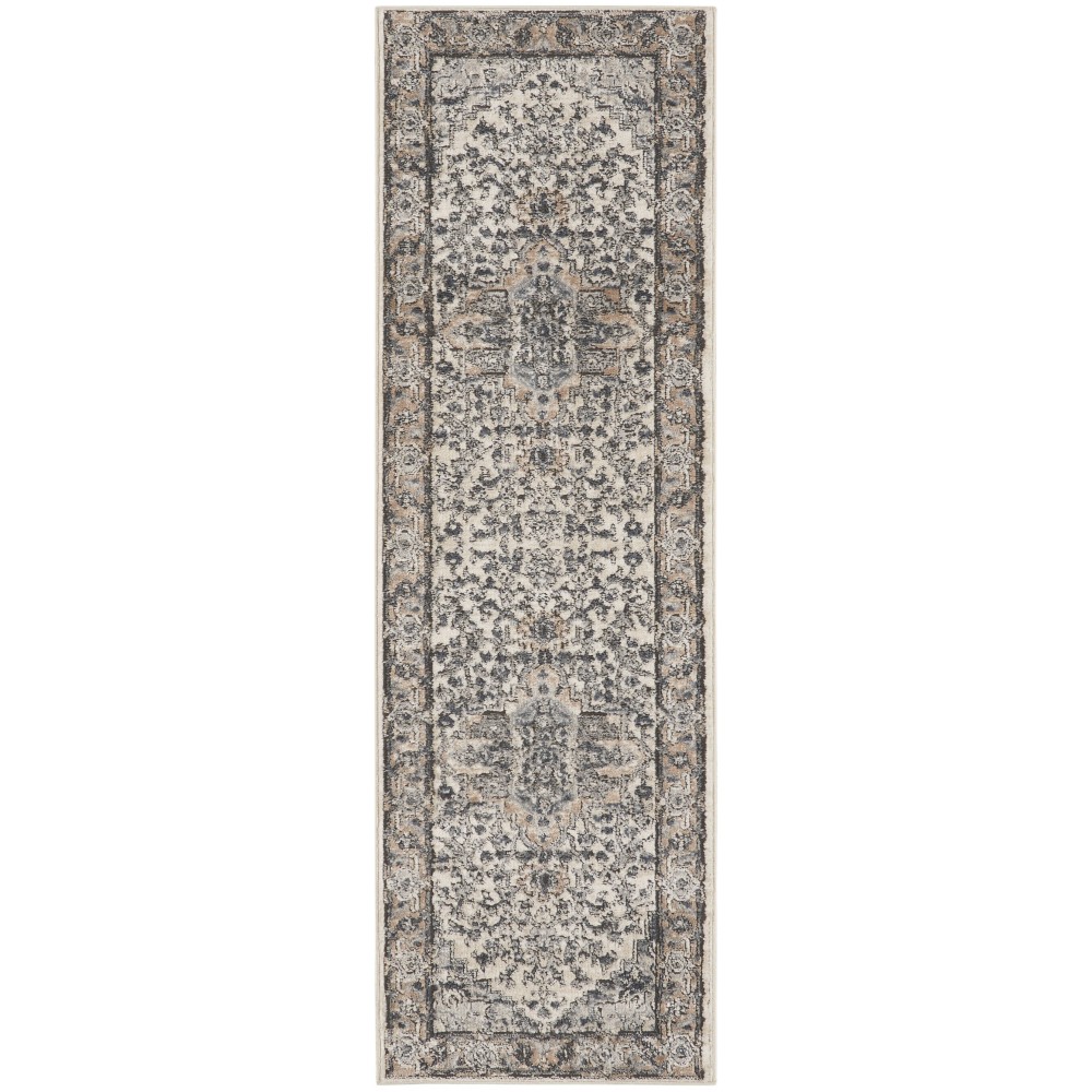 Nourison Quarry QUA05 Runner Rug, Ivory/Grey, 2'2" x 7'6"