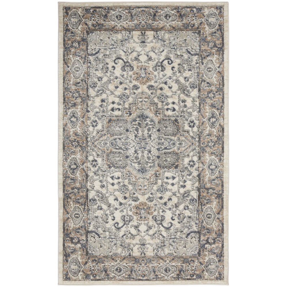 Nourison Quarry QUA05 Area Rug, Ivory/Grey, 3' x 5'