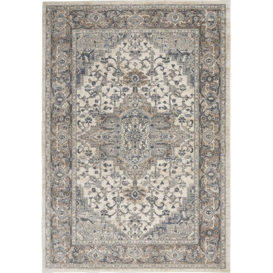 Nourison Quarry QUA05 Area Rug, Ivory/Grey, 3'9" x 5'9"