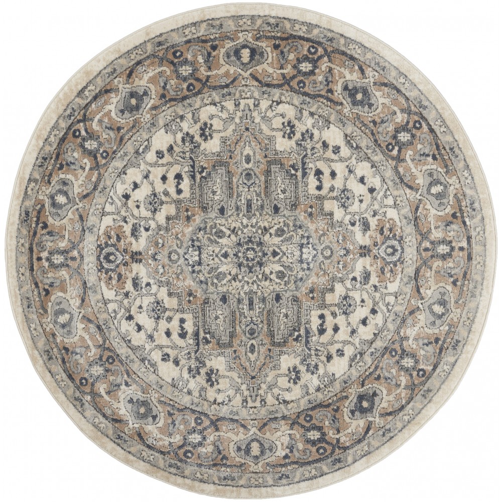 Nourison Quarry QUA05 Area Rug, Ivory/Grey, 4' x Round