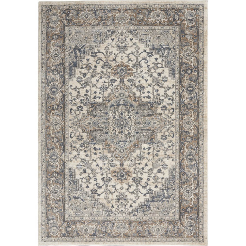 Nourison Quarry QUA05 Area Rug, Ivory/Grey, 5'3" x 7'3"