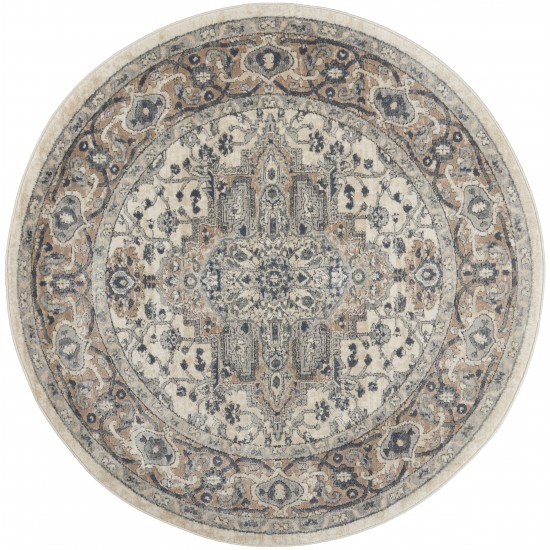 Nourison Quarry QUA05 Area Rug, Ivory/Grey, 5'3" x Round