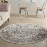 Nourison Quarry QUA05 Area Rug, Ivory/Grey, 5'3" x Round