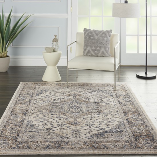 Nourison Quarry QUA05 Area Rug, Ivory/Grey, 6' x 9'