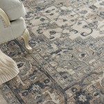 Nourison Quarry QUA05 Area Rug, Ivory/Grey, 6'7" x 9'6"