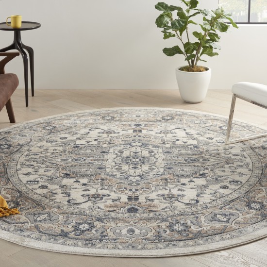 Nourison Quarry QUA05 Area Rug, Ivory/Grey, 7'10" x Round