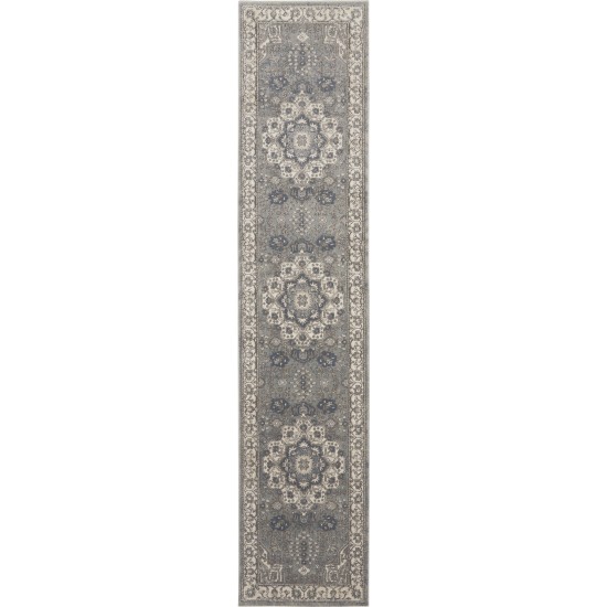 Nourison Quarry QUA07 Runner Rug, Grey/Ivory, 2'2" x 10'