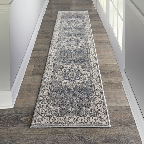 Nourison Quarry QUA07 Runner Rug, Grey/Ivory, 2'2" x 10'