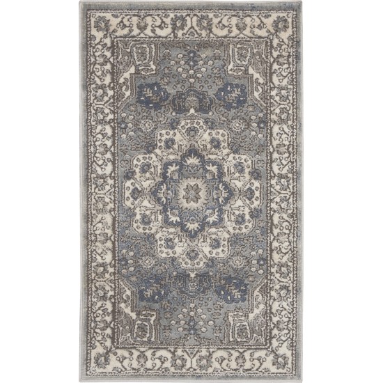 Nourison Quarry QUA07 Area Rug, Grey/Ivory, 2'2" x 3'9"