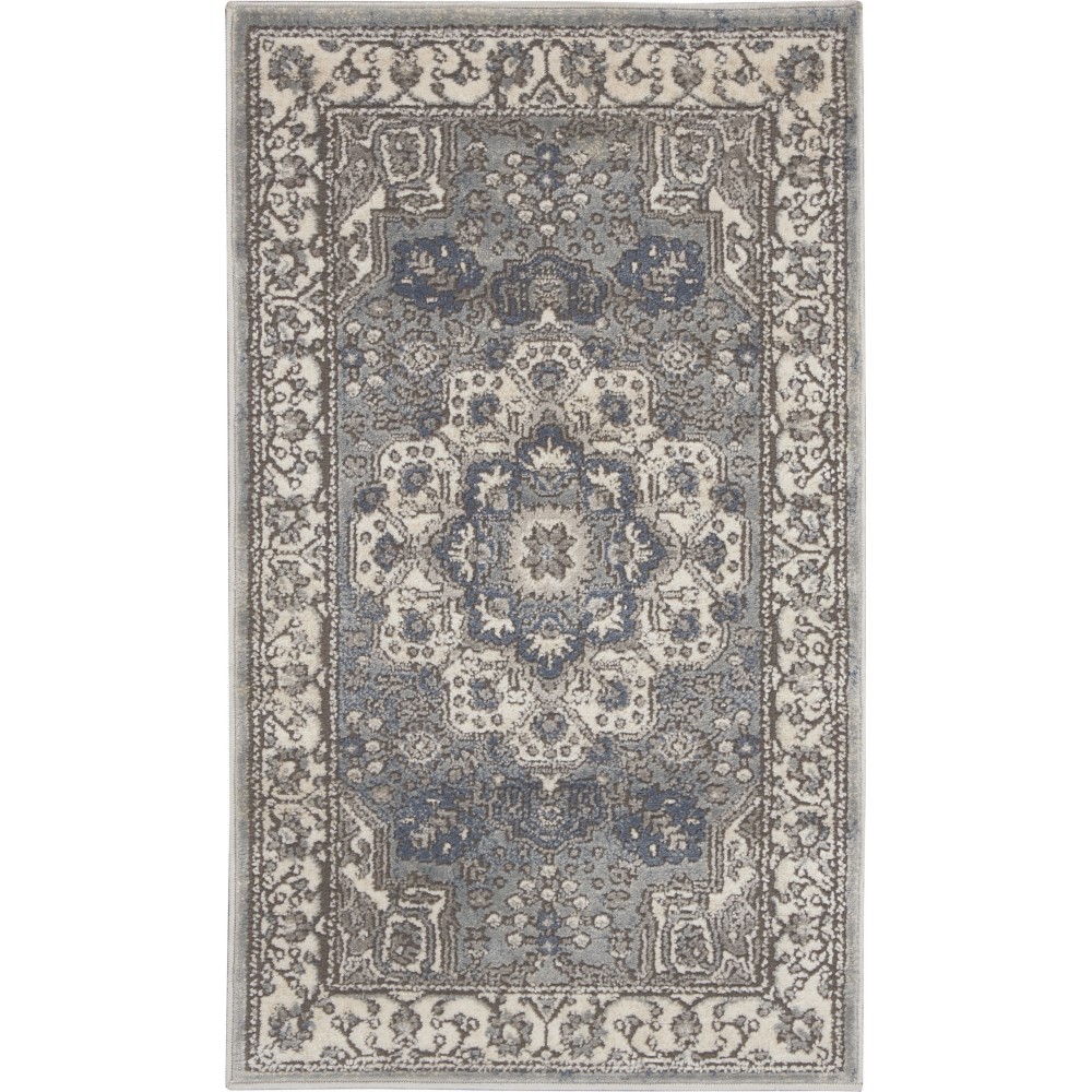 Nourison Quarry QUA07 Area Rug, Grey/Ivory, 2'2" x 3'9"