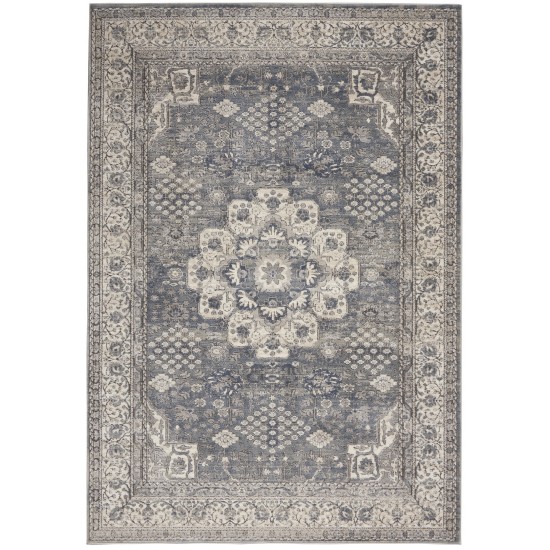 Nourison Quarry QUA07 Area Rug, Grey/Ivory, 3'9" x 5'9"