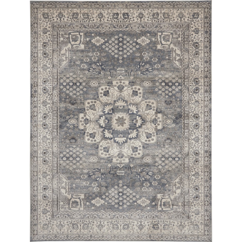 Nourison Quarry QUA07 Area Rug, Grey/Ivory, 6'7" x 9'6"