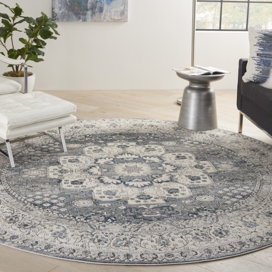 Nourison Quarry QUA07 Area Rug, Grey/Ivory, 7'10" x Round