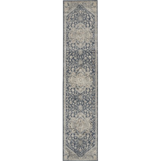 Nourison Quarry QUA08 Runner Rug, Ivory/Blue, 2'2" x 10'