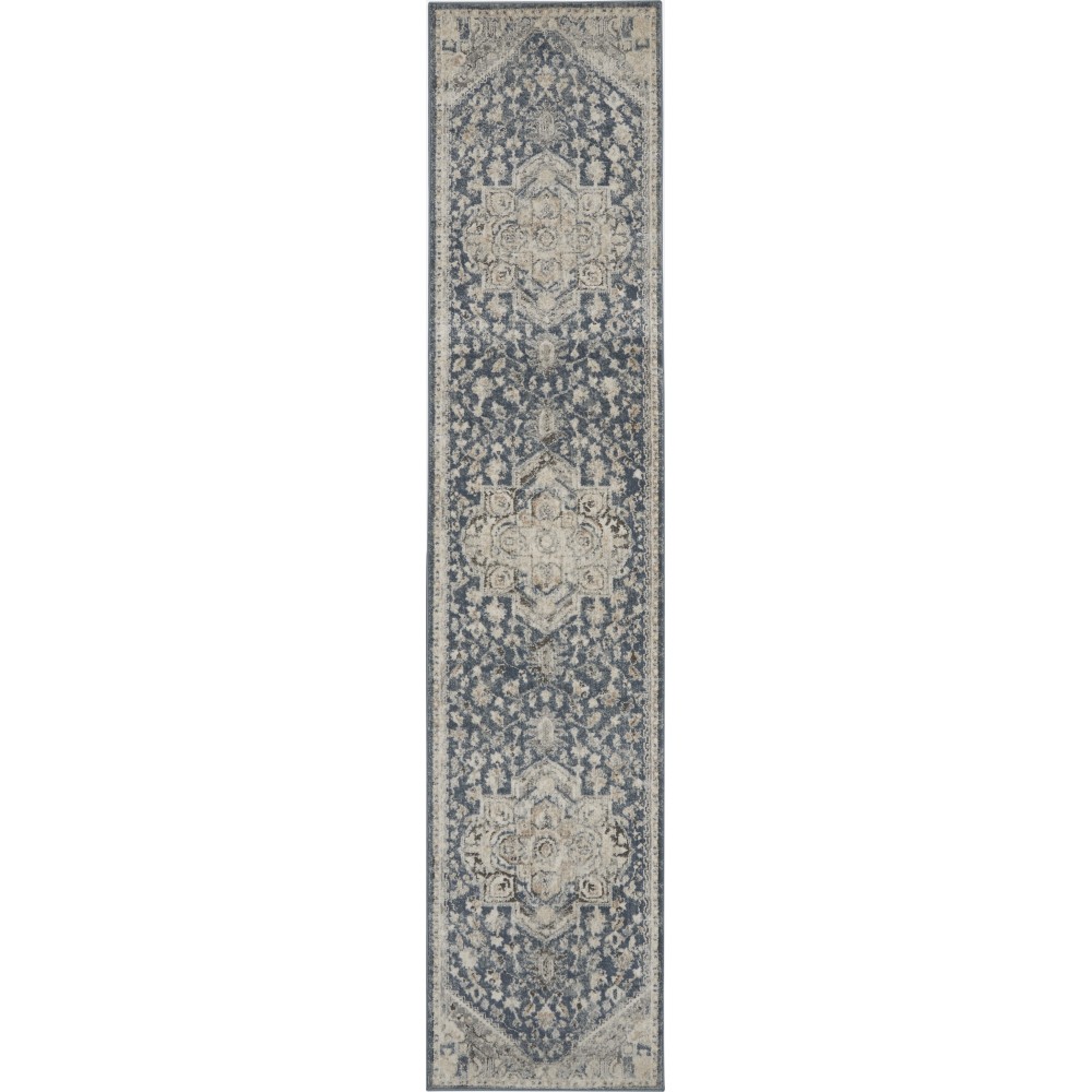 Nourison Quarry QUA08 Runner Rug, Ivory/Blue, 2'2" x 10'