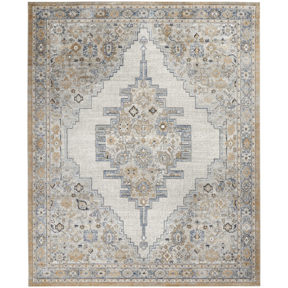 Nourison Quarry QUA09 Area Rug, Grey/Light Blue, 6'7" x 9'6"