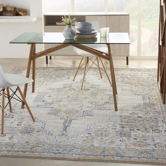 Nourison Quarry QUA09 Area Rug, Grey/Light Blue, 6'7" x 9'6"