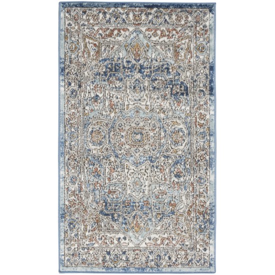 Nourison Quarry QUA11 Area Rug, Ivory/Blue, 2'2" x 3'9"