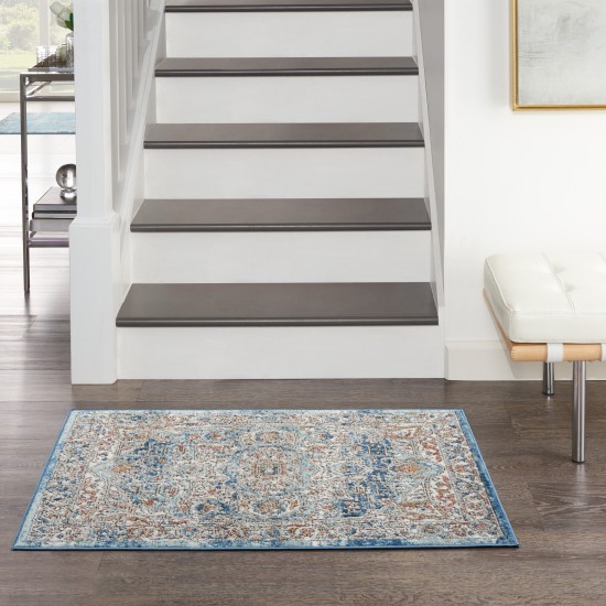 Nourison Quarry QUA11 Area Rug, Ivory/Blue, 2'2" x 3'9"