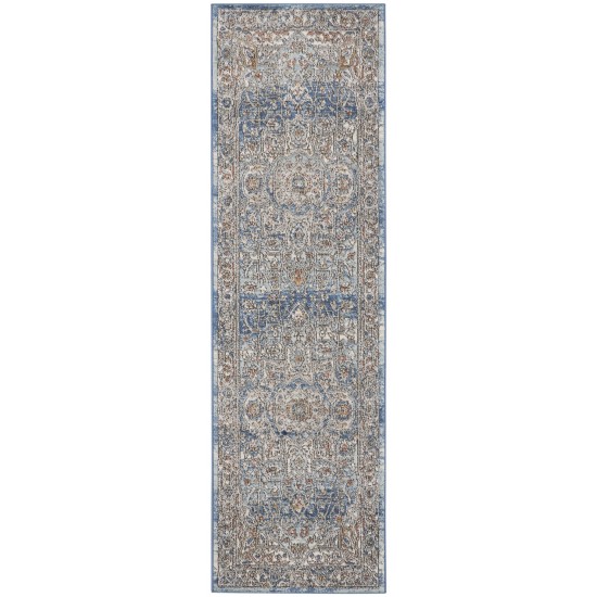 Nourison Quarry QUA11 Runner Rug, Ivory/Blue, 2'2" x 7'6"