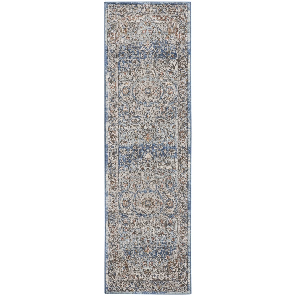 Nourison Quarry QUA11 Runner Rug, Ivory/Blue, 2'2" x 7'6"