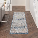 Nourison Quarry QUA11 Runner Rug, Ivory/Blue, 2'2" x 7'6"