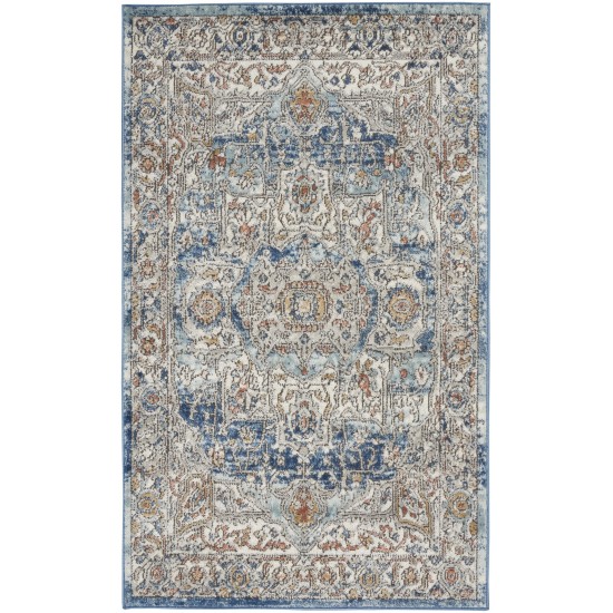 Nourison Quarry QUA11 Area Rug, Ivory/Blue, 3' x 5'