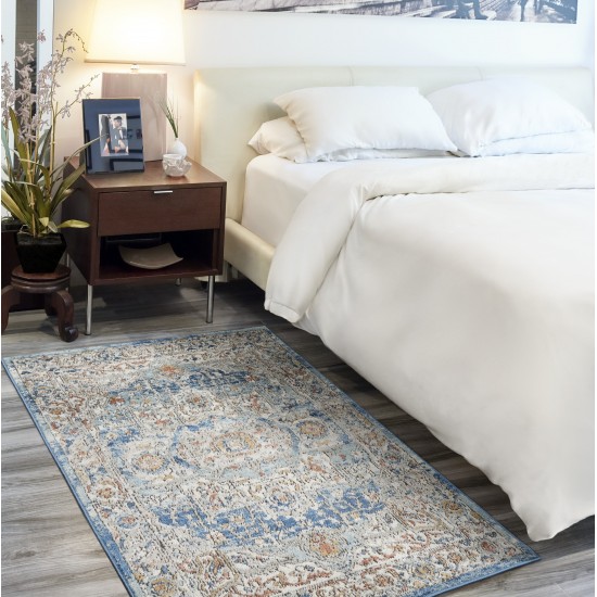 Nourison Quarry QUA11 Area Rug, Ivory/Blue, 3' x 5'