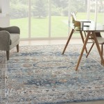 Nourison Quarry QUA11 Area Rug, Ivory/Blue, 6'7" x 9'6"