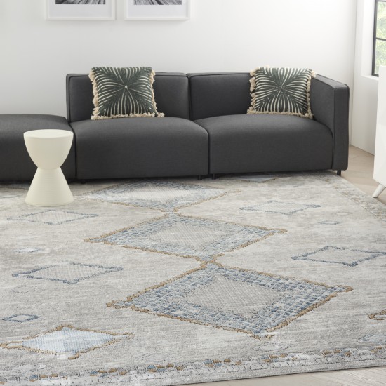 Nourison Quarry QUA14 Area Rug, Ivory/Grey/Blue, 10' x 14'