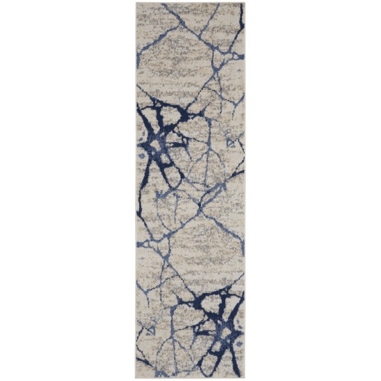 Calvin Klein River Flow RFV05 Runner Rug, Ivory/Blue, 2'3" x 7'3"