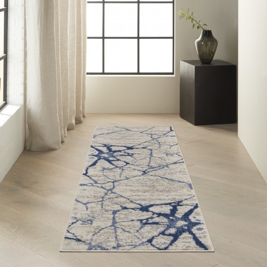 Calvin Klein River Flow RFV05 Runner Rug, Ivory/Blue, 2'3" x 7'3"