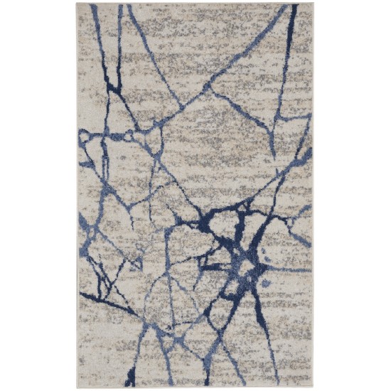 Calvin Klein River Flow RFV05 Area Rug, Ivory/Blue, 3'2" x 5'