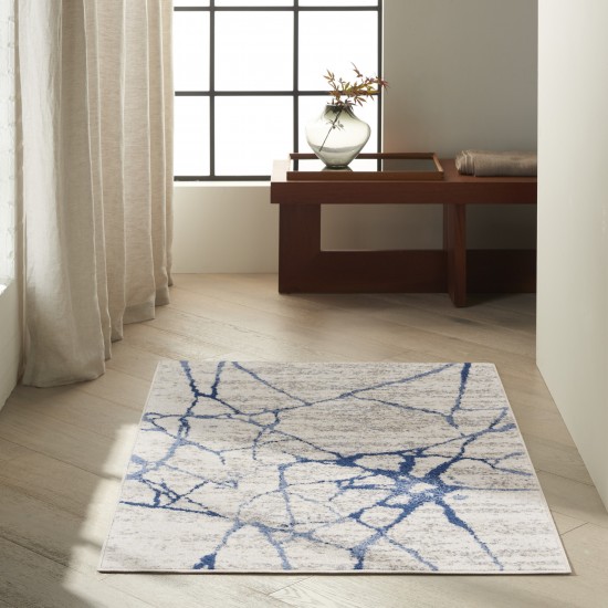 Calvin Klein River Flow RFV05 Area Rug, Ivory/Blue, 3'2" x 5'