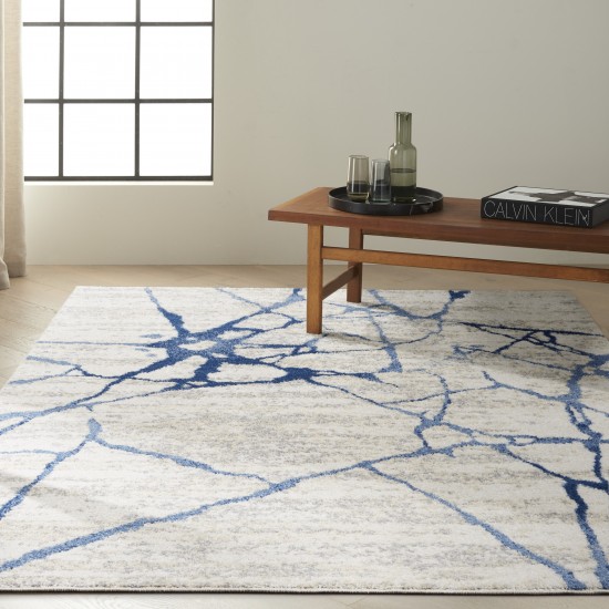 Calvin Klein River Flow RFV05 Area Rug, Ivory/Blue, 5'3" x 7'3"