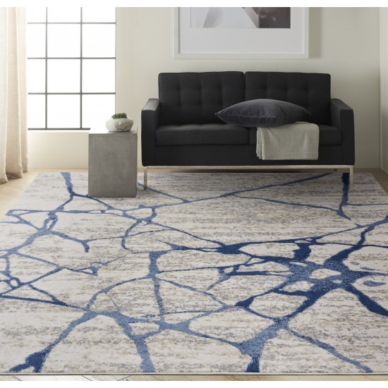 Calvin Klein River Flow RFV05 Area Rug, Ivory/Blue, 7'10" x 9'10"