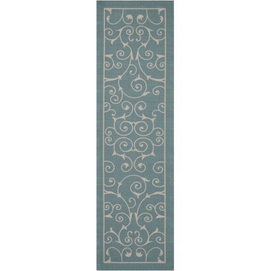 Nourison Home & Garden RS019 Runner Rug, Light Blue, 2'3" x 8'