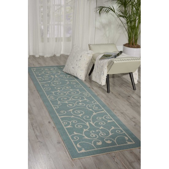 Nourison Home & Garden RS019 Runner Rug, Light Blue, 2'3" x 8'