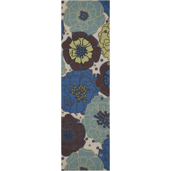 Nourison Home & Garden RS021 Runner Rug, Light Blue, 2'3" x 8'