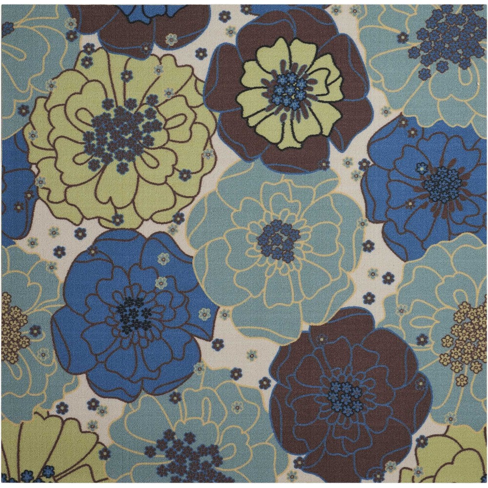Nourison Home & Garden RS021 Area Rug, Light Blue, 5'3" x Square Nourison Home & Garden RS021 Area Rug, Light Blue, 5'3" x Square