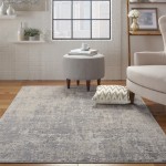 Nourison Rustic Textures RUS01 Area Rug, Ivory/Silver, 5'3" x 7'3"