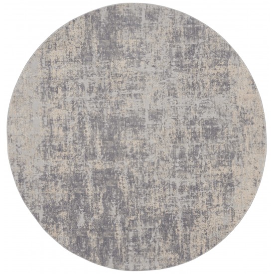 Nourison Rustic Textures RUS01 Area Rug, Ivory/Silver, 5'3" x Round