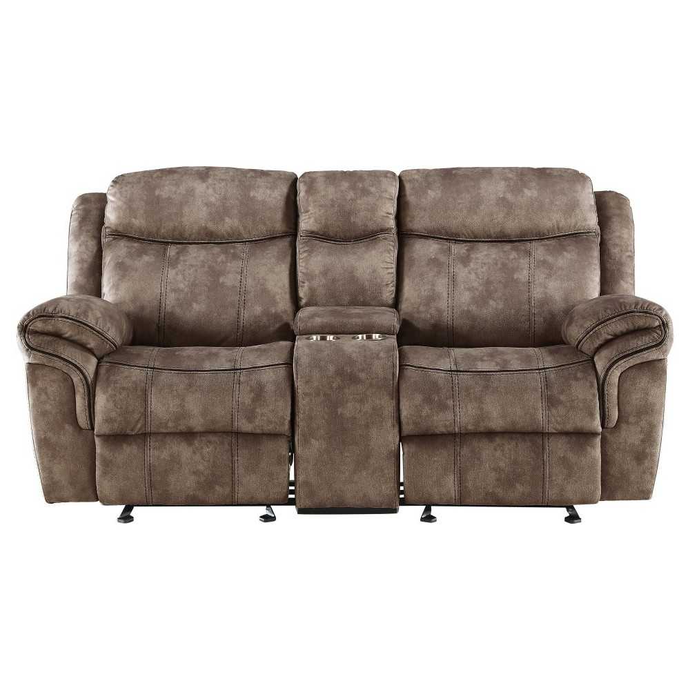 ACME Zubaida Loveseat w/Console (Glider & Motion), 2-Tone Chocolate Velvet ACME Zubaida Loveseat w/Console (Glider & Motion), 2-Tone Chocolate Velvet